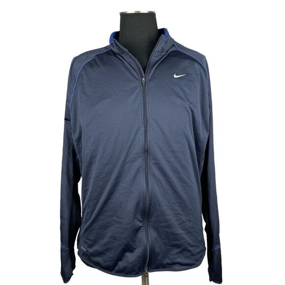 Nike Dry Fit Full Zip Navy Reflective Athletic Jacket - Men’s XL - Picture 1 of 8
